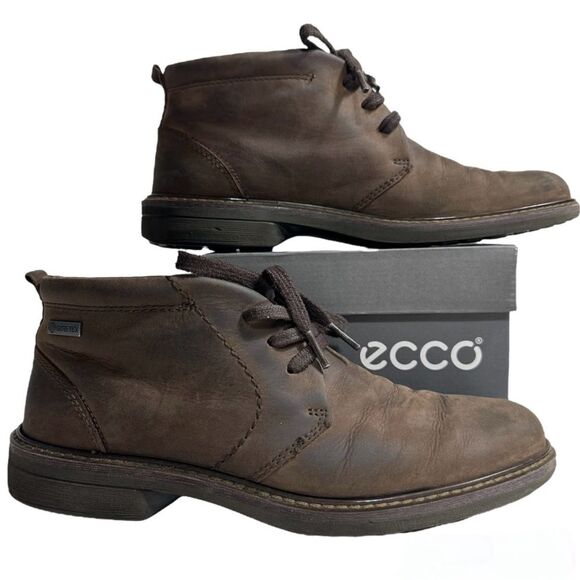 ECCO TURN Cocoa Brown Leather Mens US 7-7.5 EU 41 GORE-TEX Ankle Chukka boots - Picture 1 of 16